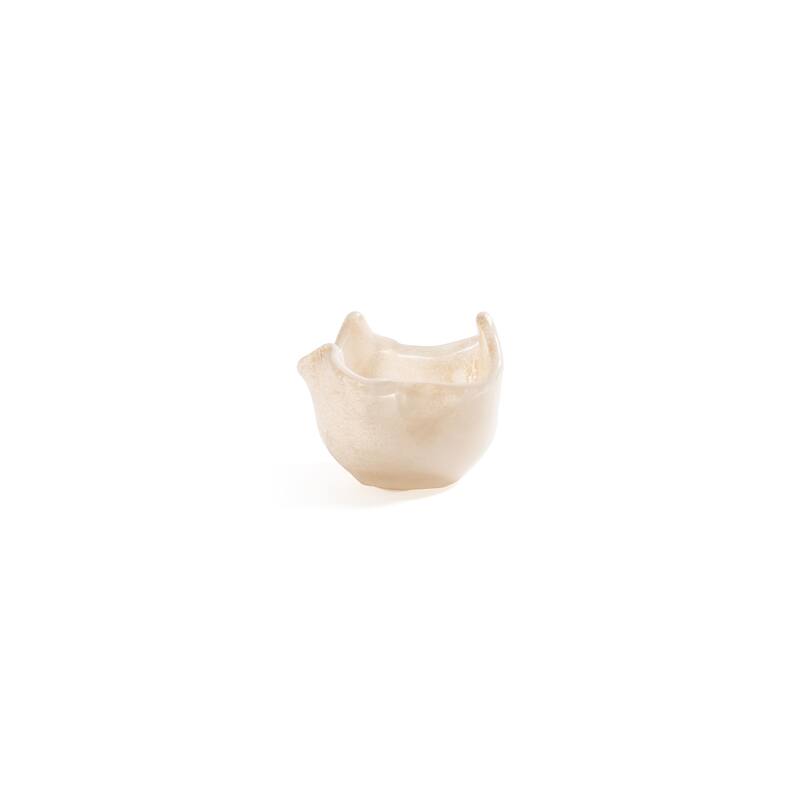 Wavy Bowl Glass Tealight Candle Holders, Set of 2