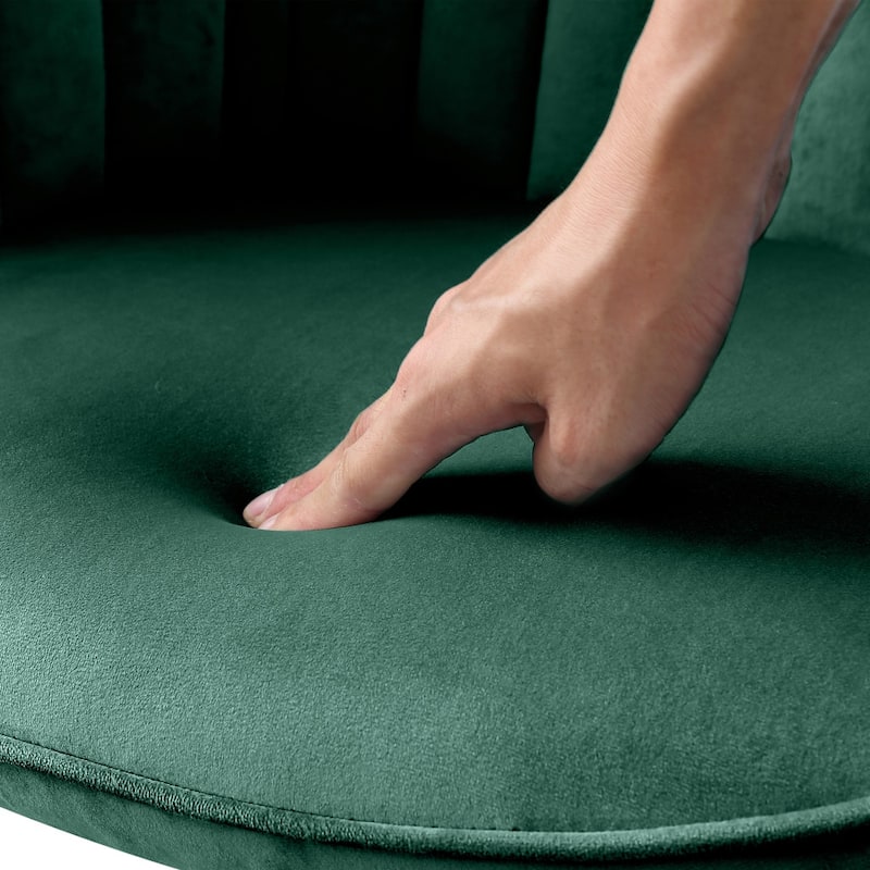HomeRoots 23" Green Velvet And Gold Swivel Arm Chair - 23