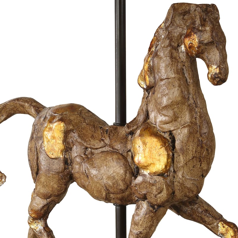 Gracewood Hollow Iron Gold Horse Table Lamp