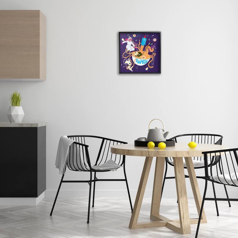 Stupell Whimsical Ramen in Space Framed Giclee Art Design By Juliet Rose Philips