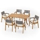 preview thumbnail 19 of 24, Holomn Outdoor 7-piece Acacia Wood Dining Set with Rope Chairs by Christopher Knight Home
