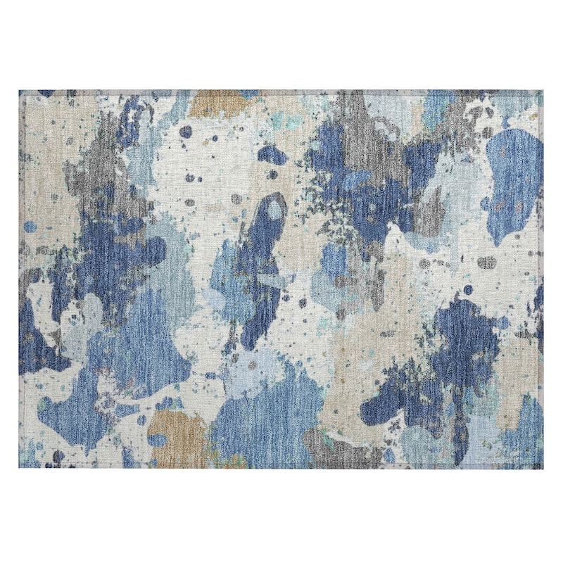 Machine Washable Indoor/Outdoor Modern Splatter Chantille Rug