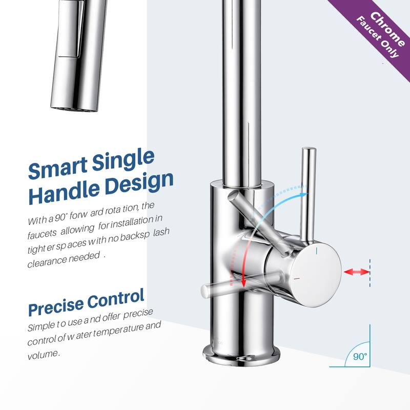 Blossom Solid Pull-Down Kitchen Faucet w/ 360 Swivel, Single Handle