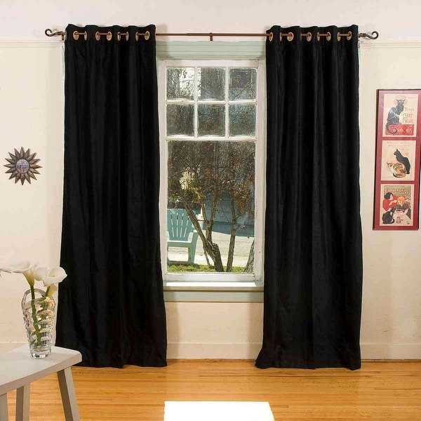 Gray 96" Long Velvet Curtain Panel with Ring Grommet Top Eyelets Window Drapery 