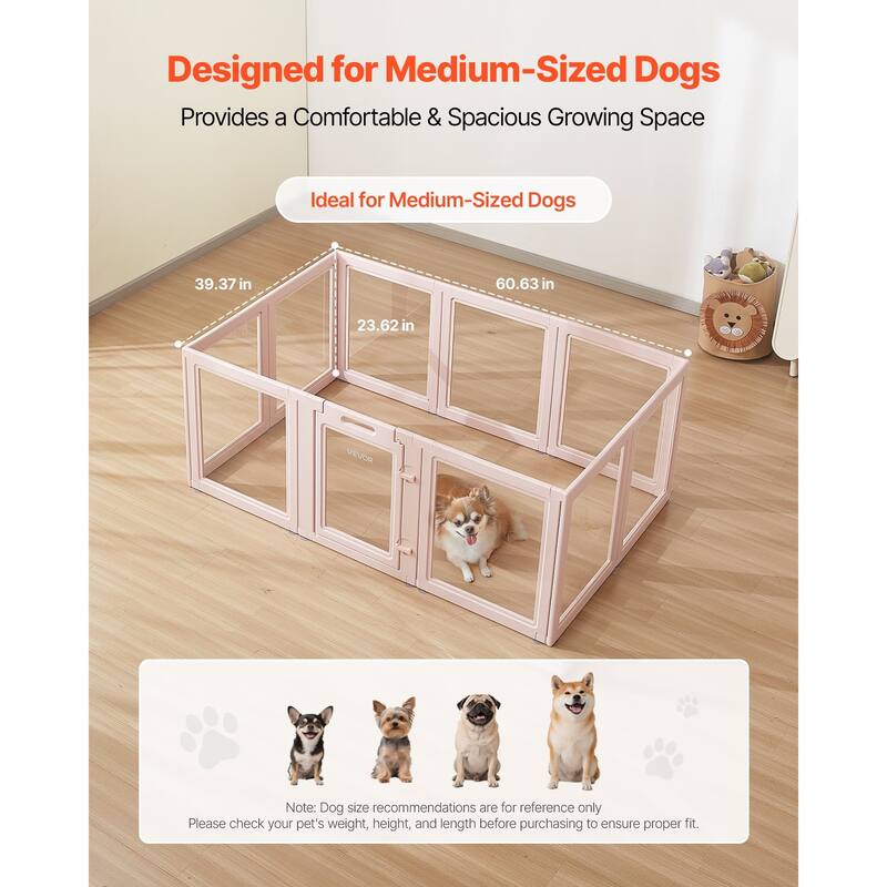 Modular Dog Playpen with Transparent Panels, Easy to Clean