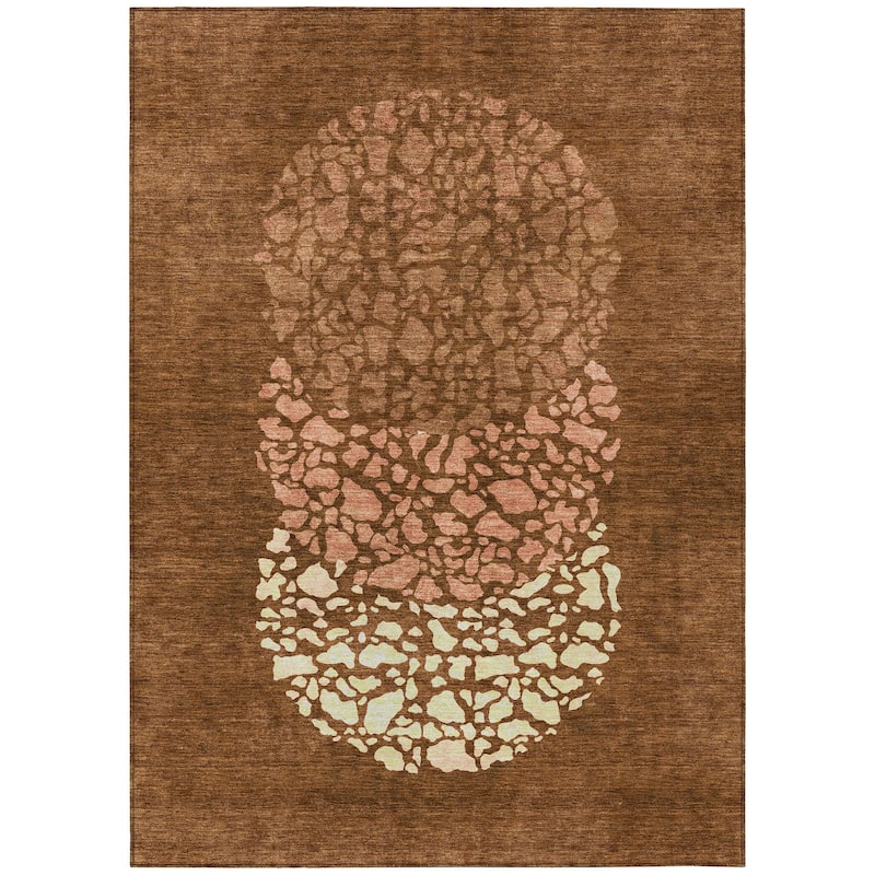 Machine Washable Indoor/ Outdoor Chantille Modern Mosaic Rug
