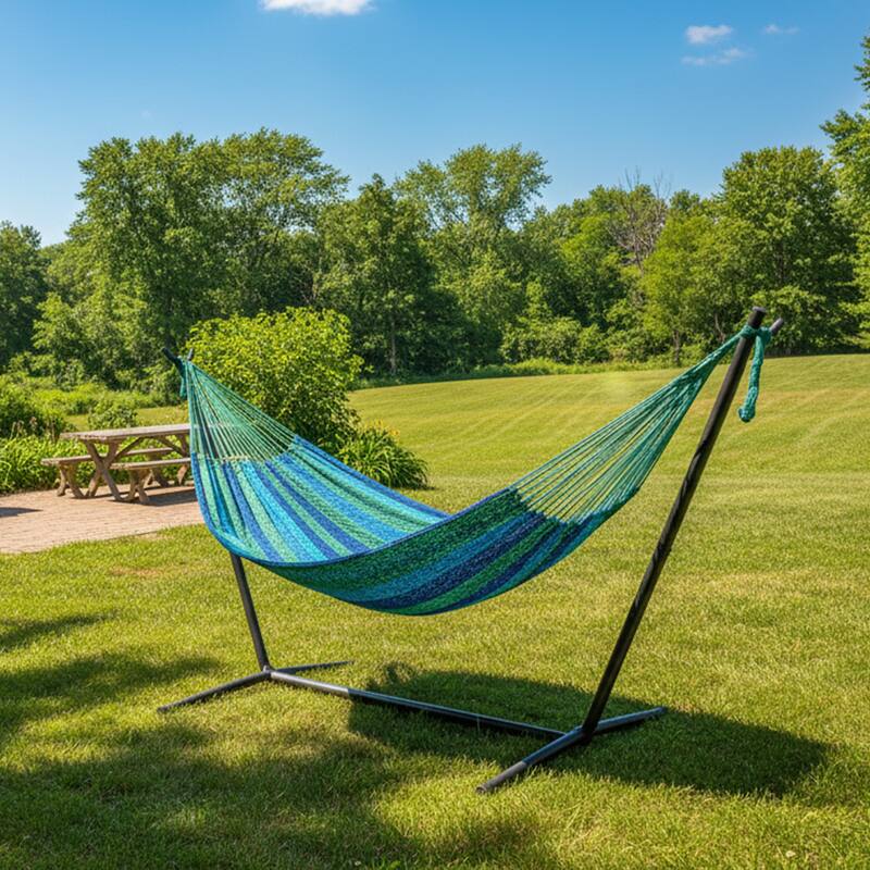 Mayan Family Hammock XXL Blue Handwoven Thick Cord - 880-lb. Capacity