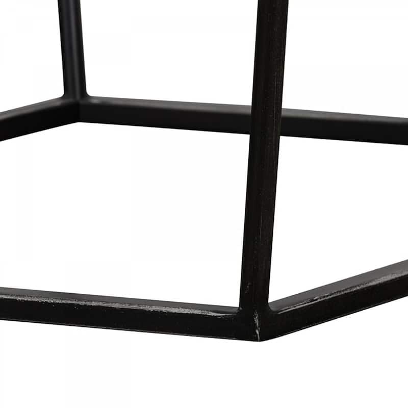 Modern Hexagonal Grey Concrete End Table with Black Metal Frame Indoor Outdoor Side Table - 23” x 22” x 22”