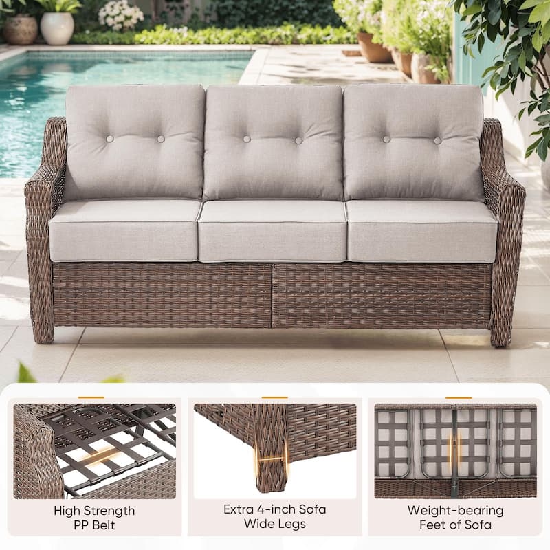 5PCS Outdoor Sofa Glider Chair with Table
