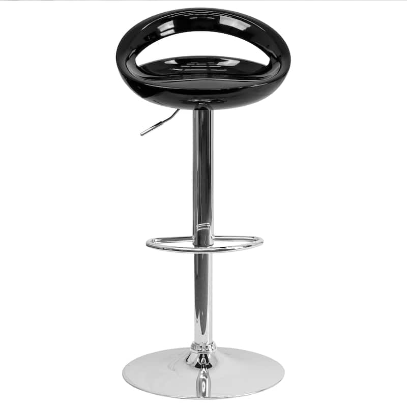 Height-adjustable Barstools with Rounded Cutout Backs (Set of 2) - 18.25"W x 18.25"D x 30.25" - 38.75"H