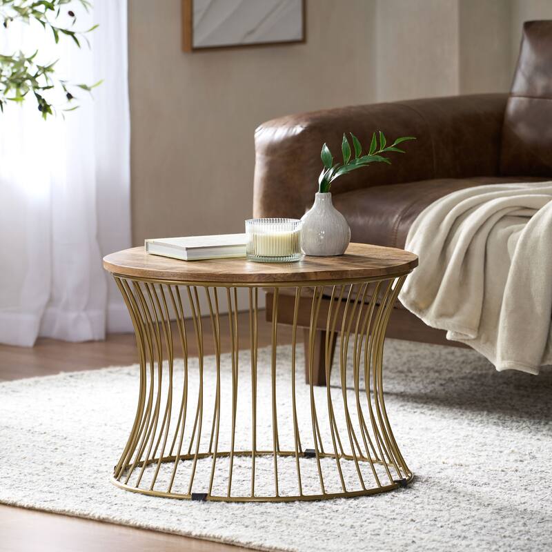 Ameliarae Handcrafted Boho Mango Wood And Iron Coffee Table