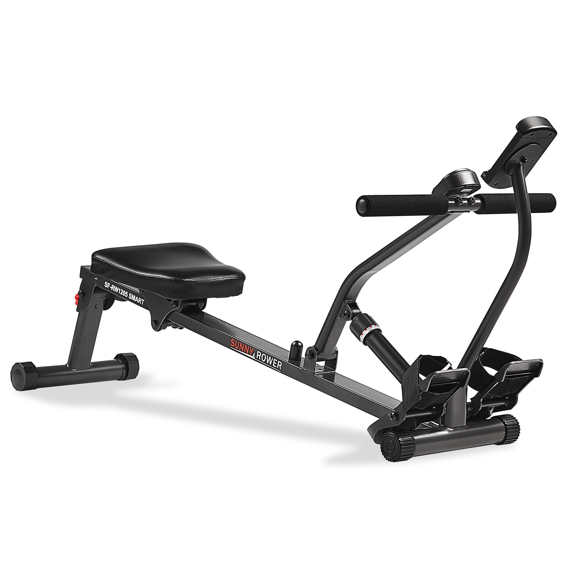 Sunny Health Fitness Smart Compact Adjustable Rowing Machine 12 Levels Adjustable Resistance Complete Body Workout Connect Via Bluetooth With Exc