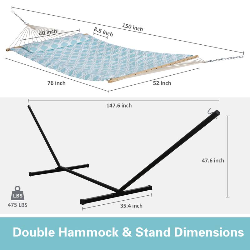 Hammock Double Hammock with Stand, Two Person Cotton Rope Hammock