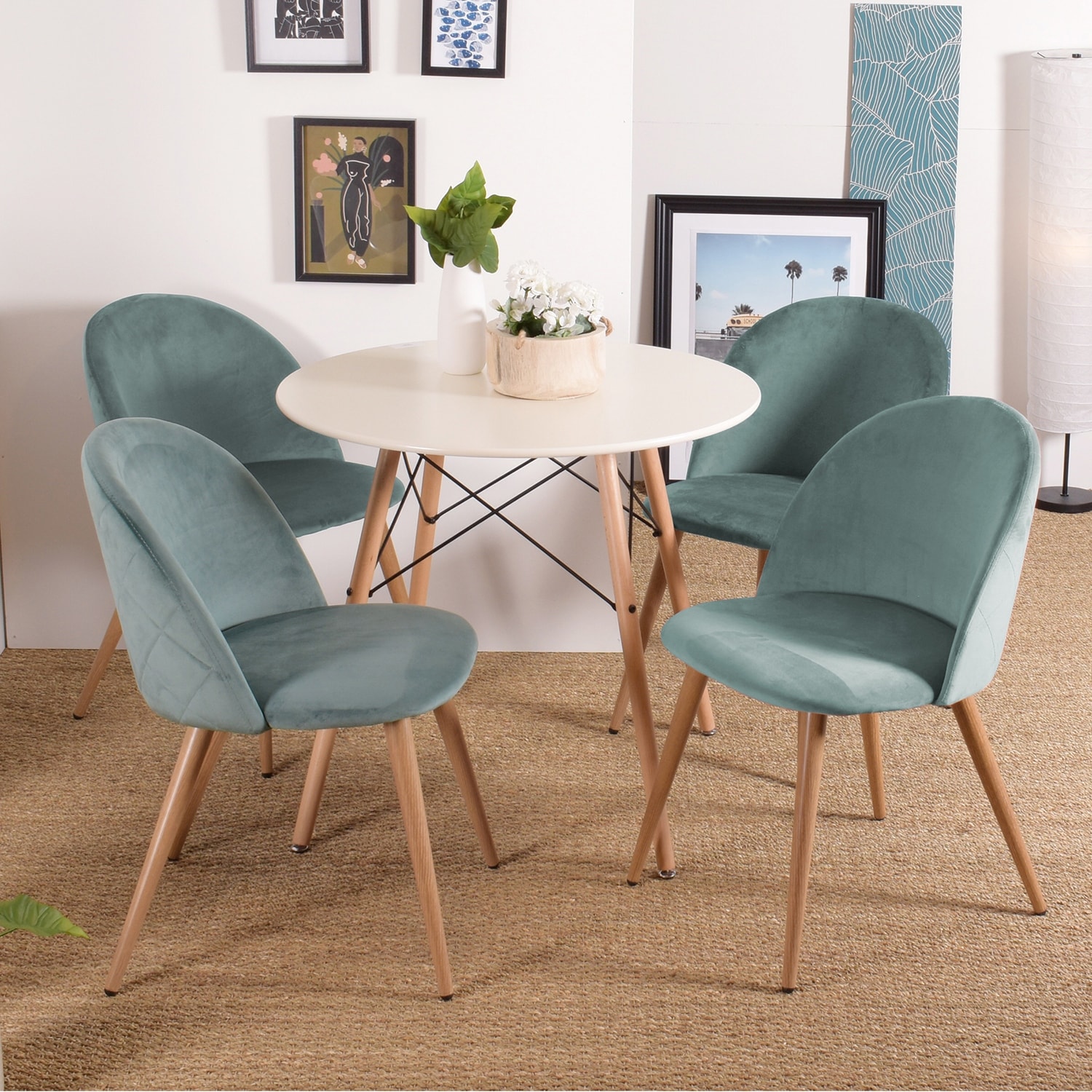 Homy Casa Mid-Century Modern Fabric Dining Chairs (Set of 2)