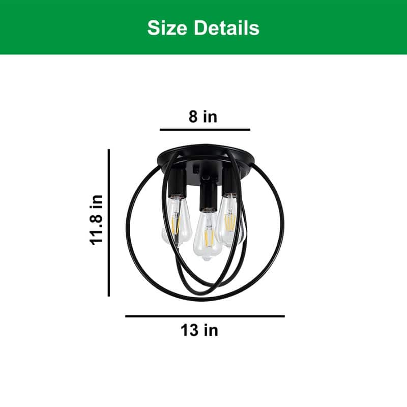 3 Light bulbs light Black ceiling light Metal kitchen lights - N/A