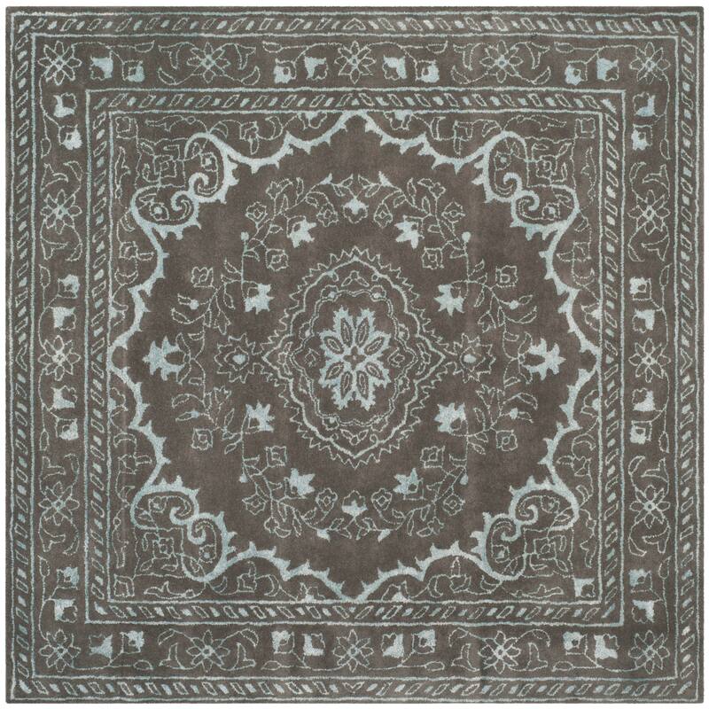 SAFAVIEH Handmade Glamour Gudmundina Modern Viscose Rug - 6' Square - Dark Grey