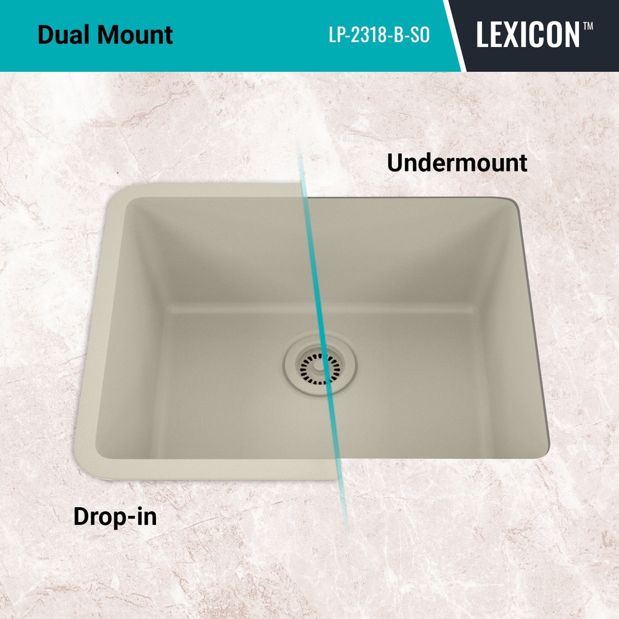 23 Inch Lexicon Platinum Quartz Composite Drop-in Undermount
