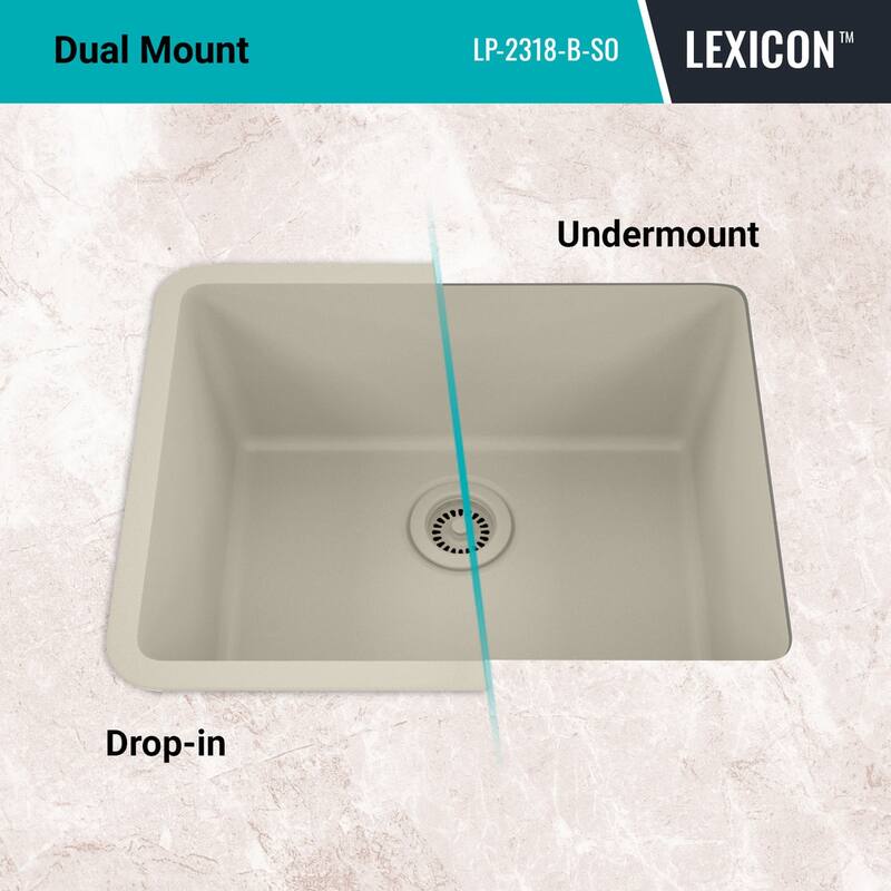 23 Inch Lexicon Platinum Quartz Composite Drop-in Undermount Single Bowl Galaxy Beige Kitchen Sink LP-2318-B-SO