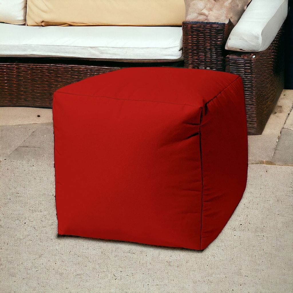 HomeRoots 17" Cool Primary Red Solid Color Indoor Outdoor Pouf Cover - 17' X '17' X '1