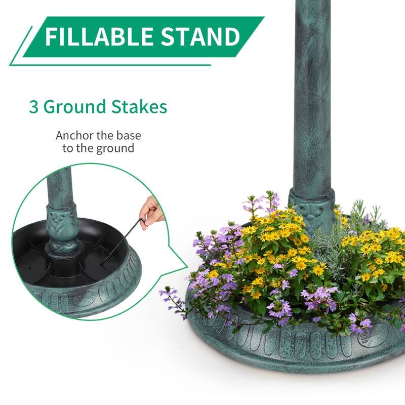 Plastic Birdbath with Solar Light