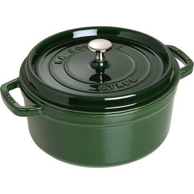 Staub Cast Iron Roaster/Cocotte, Round, 24 cm / 9.5 inch, 4 qt, Basil Green