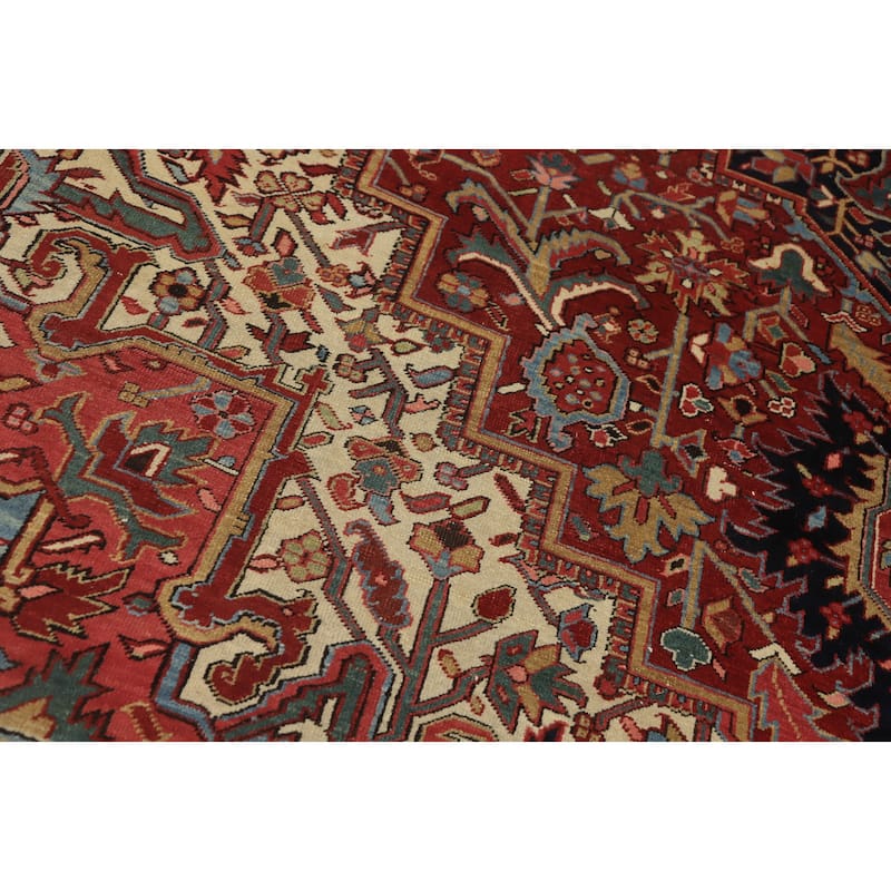 Hand Knotted Oriental 100% Wool Carpet Traditional Medallion Oranges & Rust Heriz (serapi) Area Rug - 11' 9'' X 8' 6''