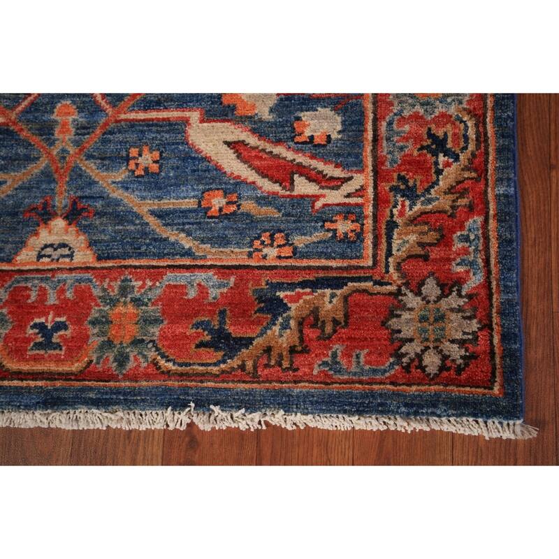 Blue Vegetable Dye Ziegler Oriental Runner Rug Handmade Wool Carpet - 2'8" x 12'11"
