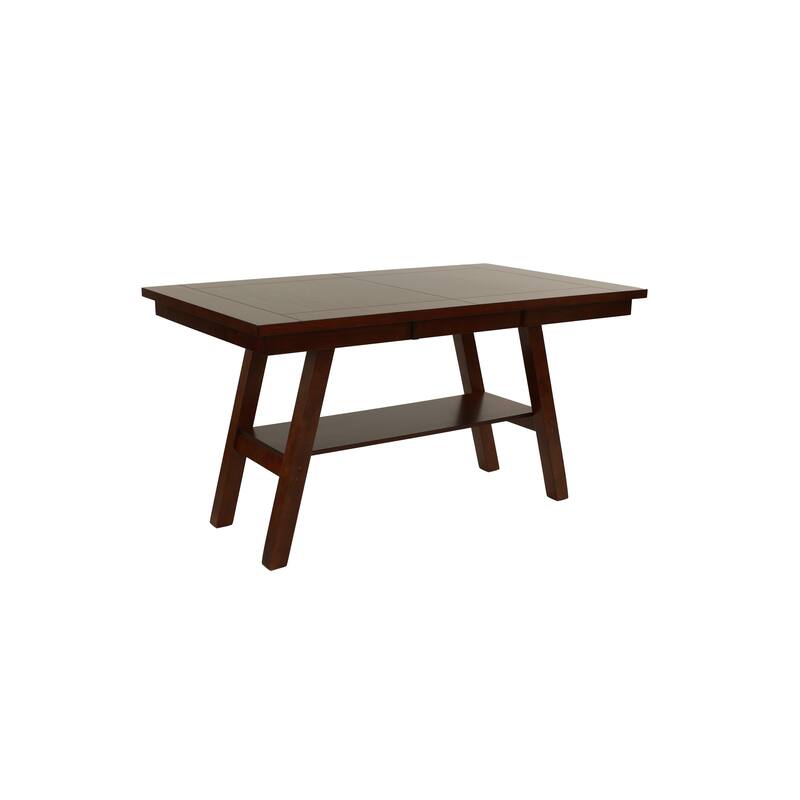 Dining Table Rectangle Dining Table w Shelve 1pc Counter Height Table Only Rubber wood Dark Walnut Finish Dining Room Fu