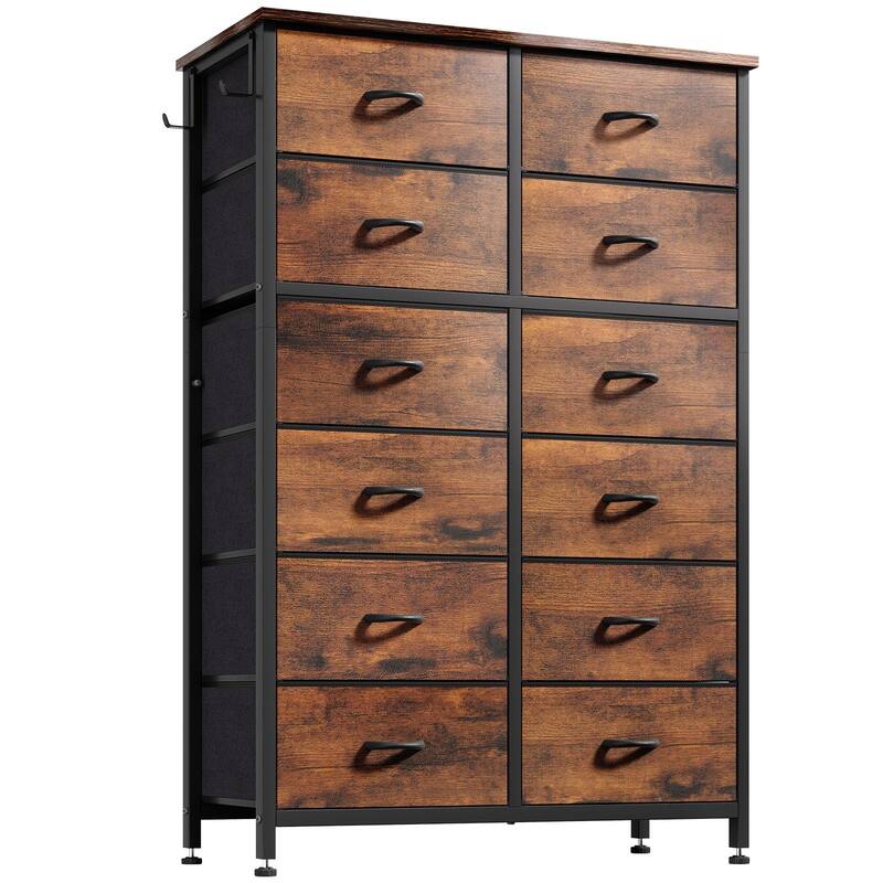 12 Drawer Dresser Tall Fabric Chests of Drawers Closet for Bedroom