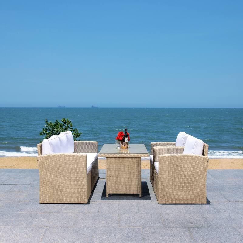 SAFAVIEH Outdoor Living Nyra 4-Piece Patio Dining Set - 70"W x 32"D x 27"H