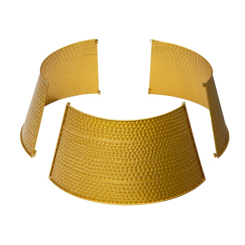 Glitzhome 26"D/22"D Hammer-harden Textured Metal Christmas Tree Collars