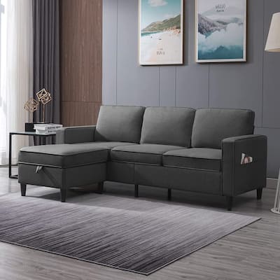 Mixoy Convertible Sectional Couch Modular L Shape Sofa with Storage Ottoman Living Room Sets 3-Seat Sectional Couch