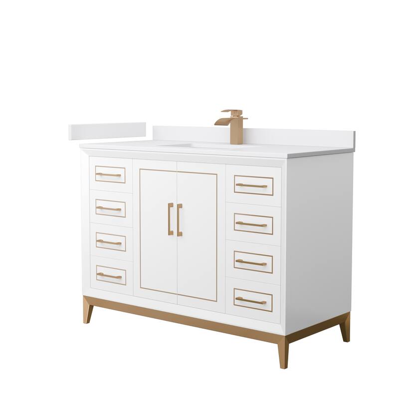 Marlena 48-Inch Single Vanity Set, Cultured Marble Top - White, Bronze Trim, White Cultured Marble Top
