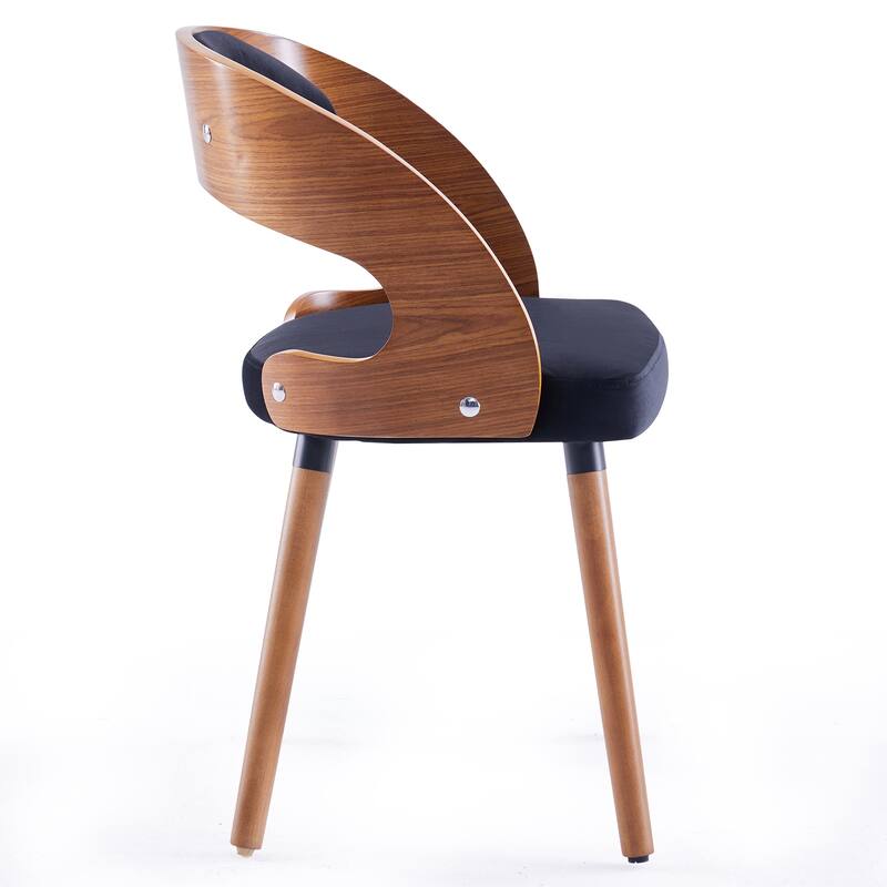 Wood Dining Chairs, Set of 2 Modern Upholstered Dining Chairs with Curved Backrest for Kitchen, Dining Room, Living Room