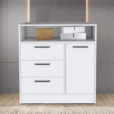Minimalist Design Wooden Storage Cabinet, White