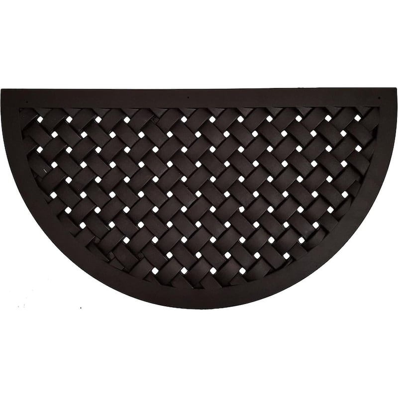 HomeRoots 20" X 36" Black Lattice Semi Circle Outdoor Rubber Door Mat - 20' X '36