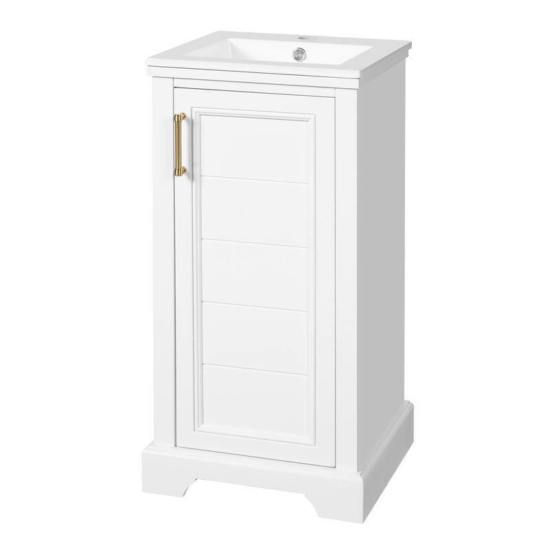 GDFStudio - French Style Freestanding Bathroom Vanity with Ceramic Sink, Soft Closing Door & Adjustable Shelf - 16.5'W