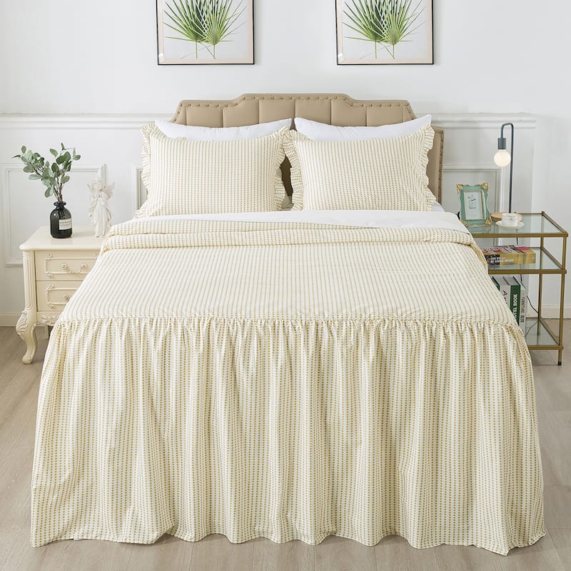 Polka Dot Ruffle Skirt bedspread with 30-inch Drop