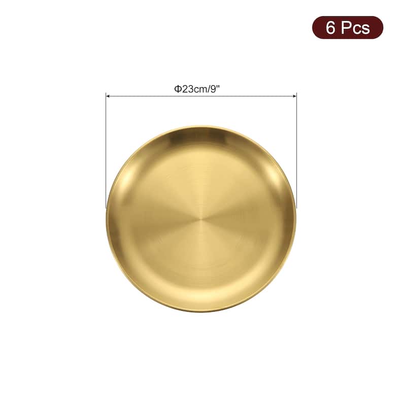 6pcs Stainless Steel Dinner Plate Metal Dish Plate