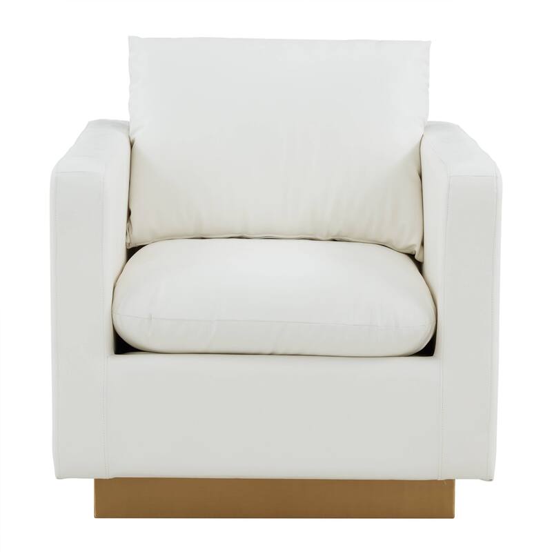 LeisureMod Nervo Modern Leather Accent Arm Chair With Gold Base - 32.75