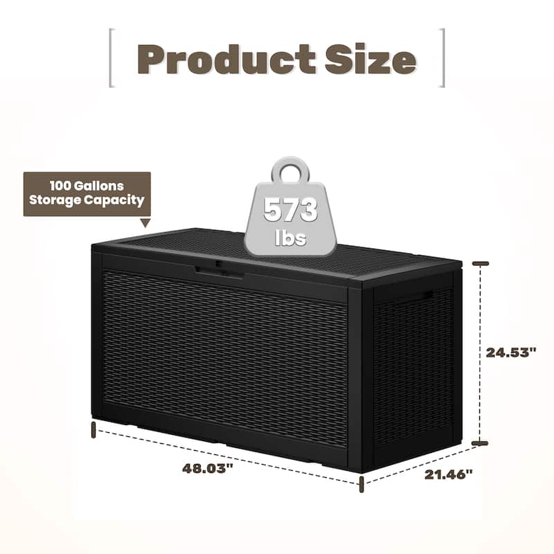 100 Gal. Wicker Resin Outdoor Patio Storage Deck Box