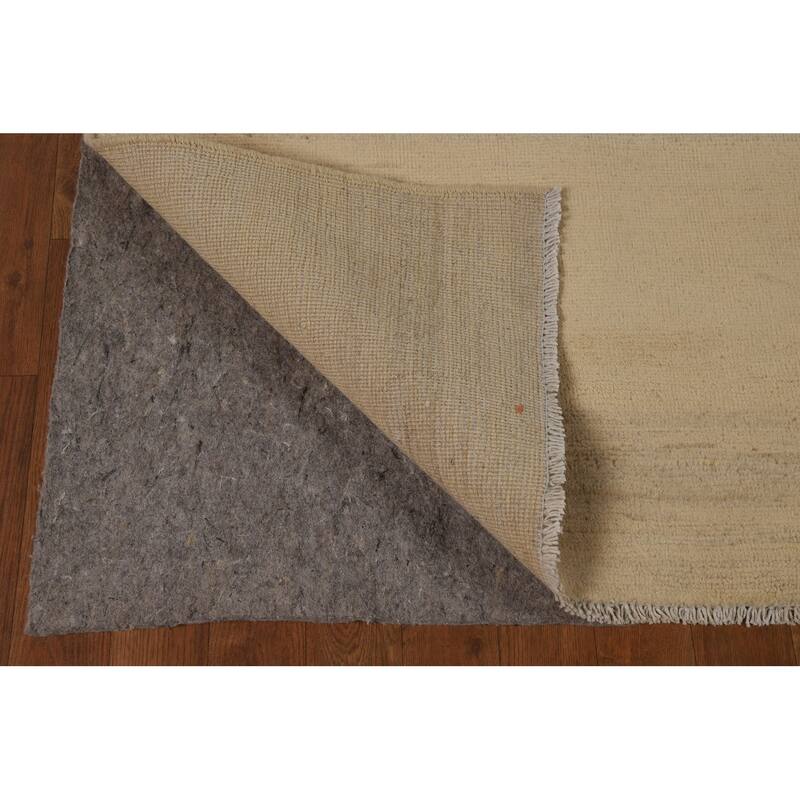 Modern Beige Gold Muted Gabbeh Oriental Area Rug Handmade Wool Carpet - 5'10"x 8'10"