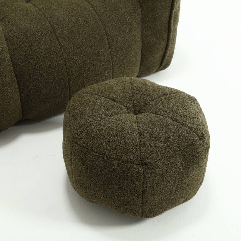Extra-Large Chenille Bean Bag Chair with Footstool, Comfy Bean Bag Sofa for Adults, High Resilient Foam Square Lazy Sofa