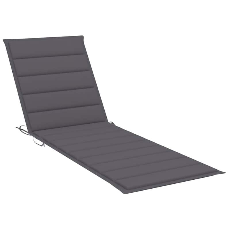 Kaye Outdoor Sun Lounger, 79 Inch Acacia Wood, Dark Gray Polyester