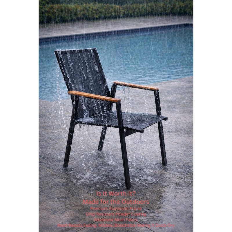 Bernini Dark Grey 7-Piece Aluminum Outdoor Dining Set with Sling Set in Smoke Grey - N/A