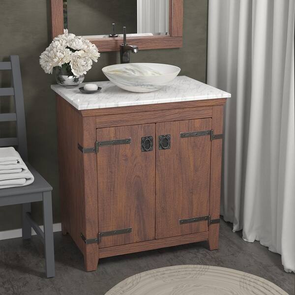slide 2 of 54, Verona 30" Freestanding Single Bathroom Vanity Set Single Faucet Hole - Chestnut/Beachcomber