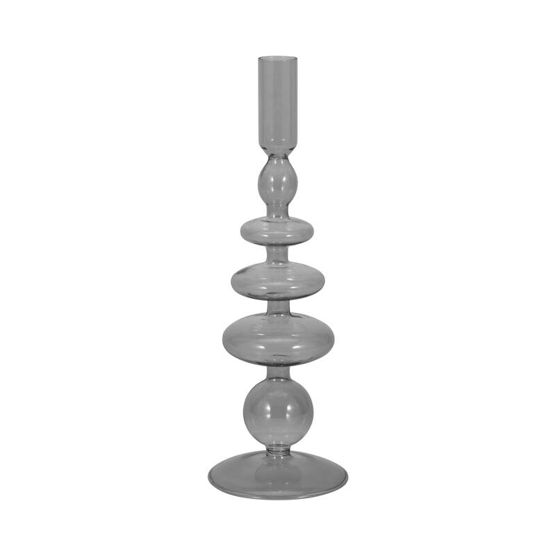 Sculptural Glass Candle Holder with Rounded Accent Base - Modern Tabletop Candle Holder for Any Room