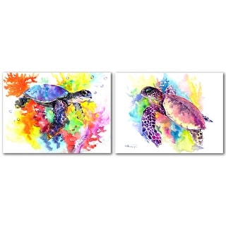 Coral Reef Sea Turtle Suren Nersisyan 2 Piece Wrapped Canvas Art Set ...