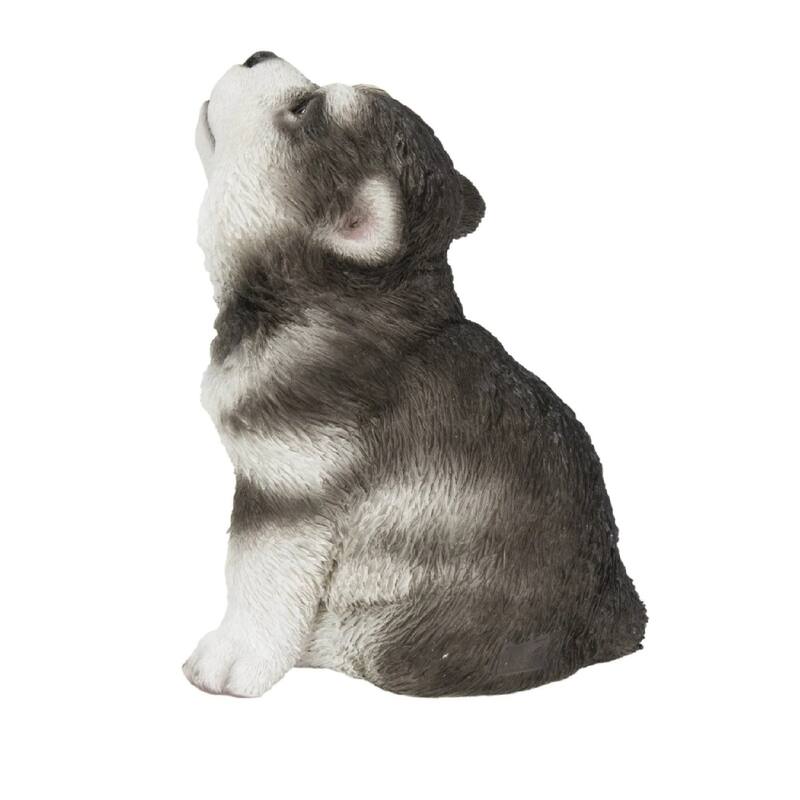 6.5" howling alaskan malamute puppy outdoor garden statue