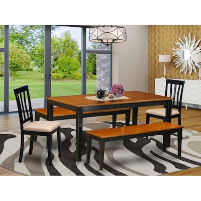 Gothic Dining Room Set 5pc - Kitchen Table & Chairs with Bench - Elegant Design